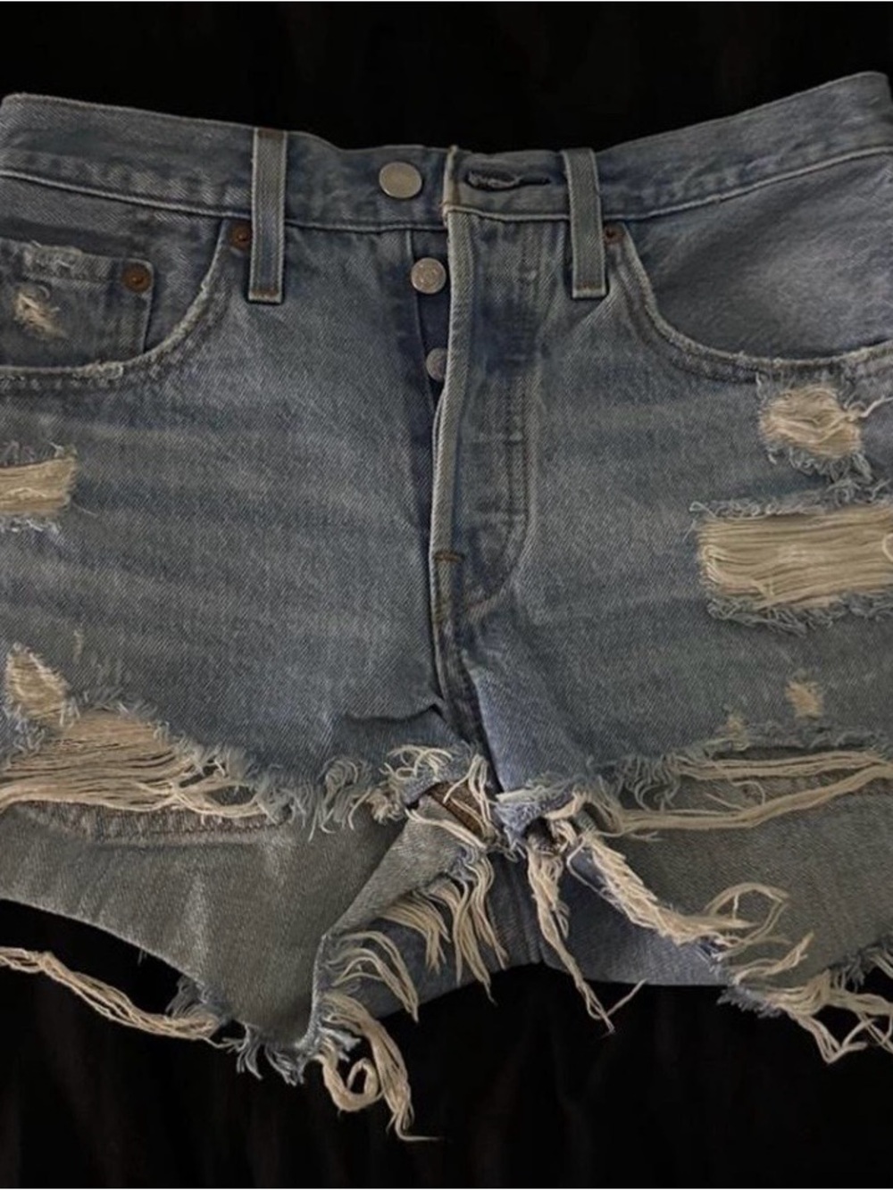 Levi's Light Blue Distressed Denim Shorts